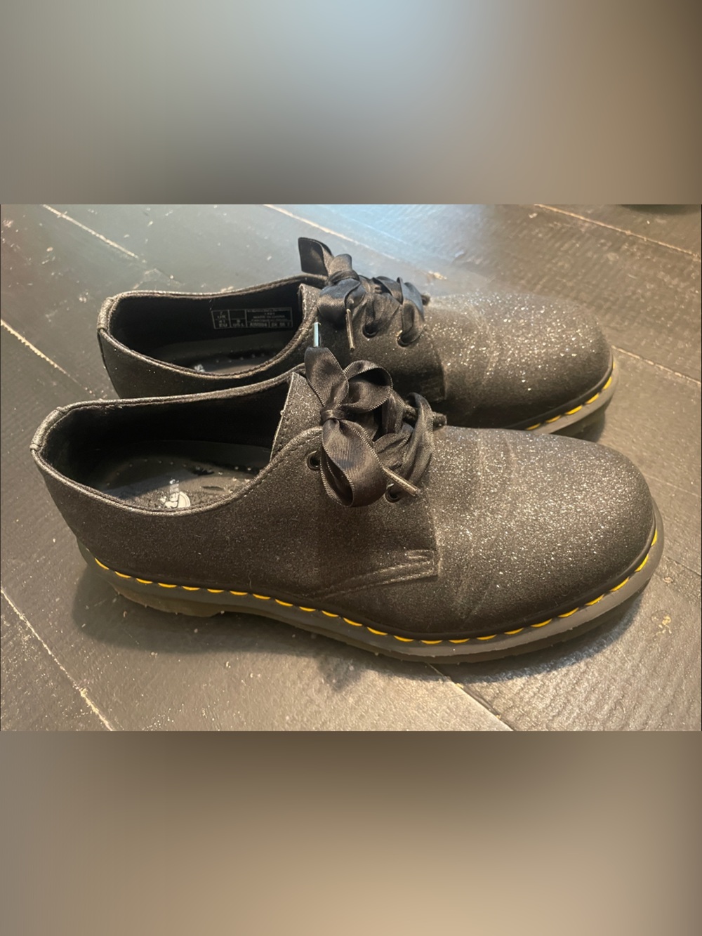 Dr Martins Black Glitter Lace-Up Women’s Oxford Shoes